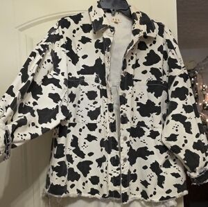 POL Monochrome Cow Pattern Jacket